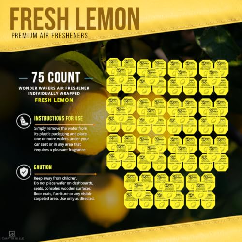 Image of Wonder Wafers 75 Count Air Fresheners Individually Wrapped, Fresh Lemon Fragrance