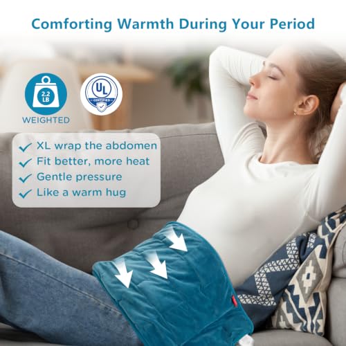Image of Comfytemp Weighted Heating Pad for Back & Period, FSA Eligible Electric Heat Pad, Birthday Gift for Women Men Mom Dad & Father Day Gifts, 2.2 lb HSA Neck Shoulder Heated Pad, 2H Auto-Off, 12x24, Blue