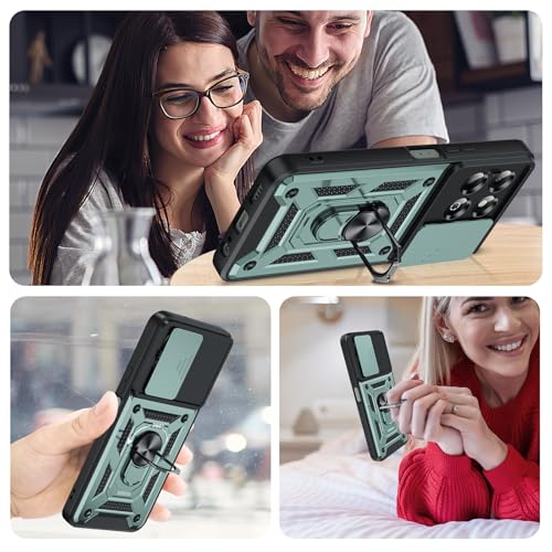 LeYi for Honor X6b Phone Case, 2 Pack Screen Protectors, Ring Stand Holder, Military Shockproof Rugged Mobile Phone Cover with Camera Lens Slide Design for Honour X6b 4G, Green - Image 6