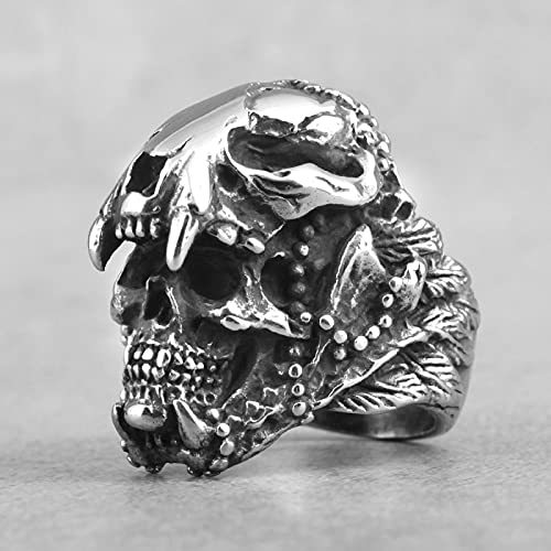 Anillo Gótico Steam Punk De Halloween - Anillo De Terror De Calavera De Guerrero, Anillo Unisex Apilable, Regalo De Joyería De Navidad para Hombres Y Mujeres, Calavera, 10 Cover