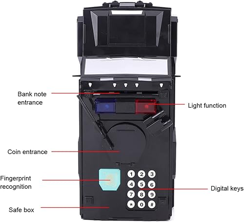 Miniatura 4 de Restokki Caja de dinero para camión con luces contraseña de huellas dactilares caja de ahorro de monedas automáticas electrónicas regalo de