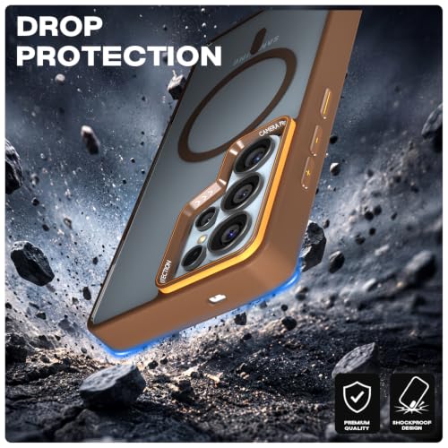 Image of Pikkme Back Cover for Samsung S26 Ultra 5G | Shockproof | Mag-Safe Compatible | Hard Transparent Back | Premium Raised Camera Protection | Bumper Case (Brown Mag-Safe)