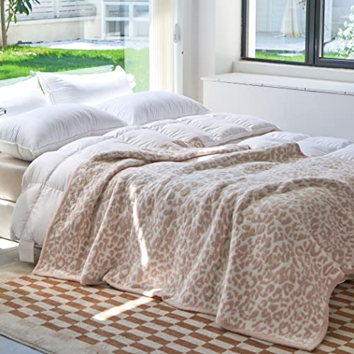 Atmosurely Ultra Soft Cozy Knitted Throw Blanket Microfiber Leopard Print Fluffy Blanket Beige Lightweight Fleece Blanket For Bed Sofa Couch 51X63 Inches (Leopard Beige) #TOP1