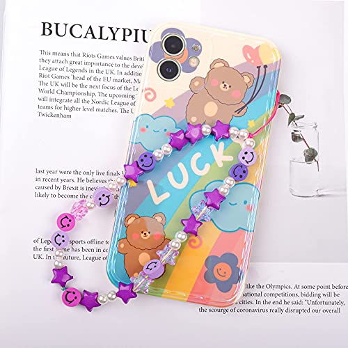 Phone Charm Lanyard, 1Pcs Smiley Face Beaded Phone Charm Strap Colorful Star Smiley Soft Ceramic Keychain For Women Girls #TOP4