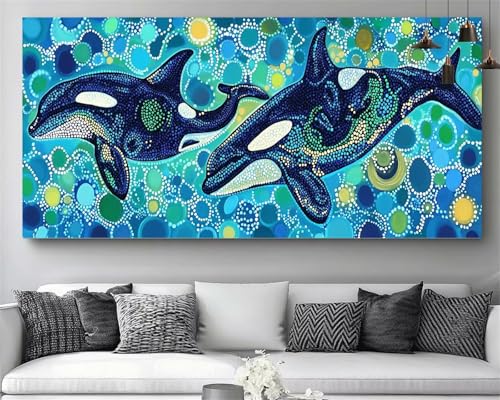 Diamond Painting XXL Baleine 80x160cm contre le Stress | Broderie Diamant Adulte