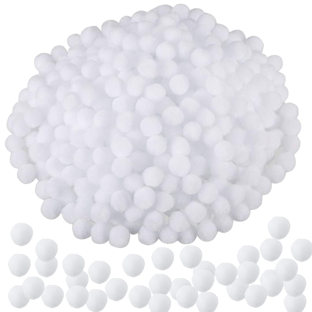 White Pom Poms for Craft – 100 Small 12mm Craft Pom Poms for Christmas, Snow & Classroom Decorations | Kids B Crafty