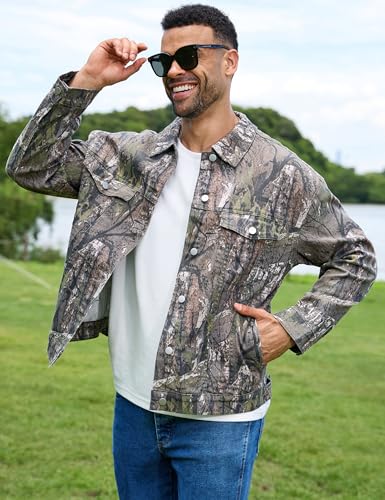 Image of Yuanbang Camo Jackets for Men Trucker Unlined Camouflage Coats Hunting Clothes