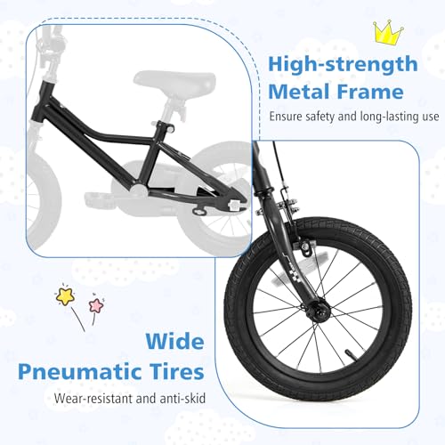 Image of BABY JOY Kids Bike, 12 14 16 18 Inches Car Pattern Sporty Bicycle w /Removable Training Wheels, Hand & Coaster Brakes, Adjustable Seat & Handlebar, Girls Boys Bike