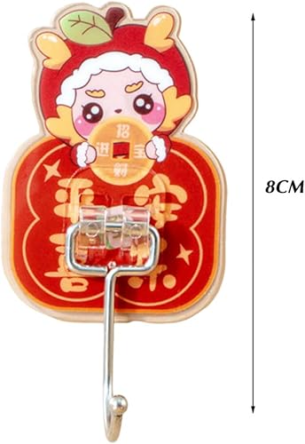 Miniatura 3 de Ganchos de pared de dragón de año nuevo de dibujos animados, ganchos adhesivos decorativos de pared de Año Nuevo chino, ganchos adhesivos de pared,