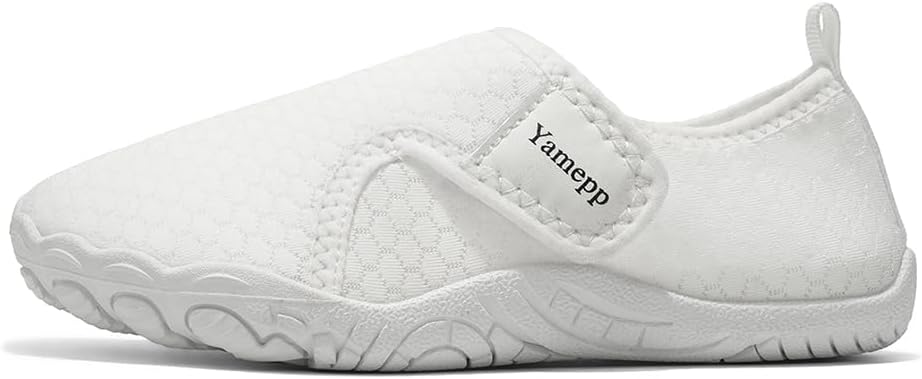 Kids Water Shoes, Slip-On Aqua Sneakers with Velcro Strap, Beach & Pool Footwear for Boys and Girls