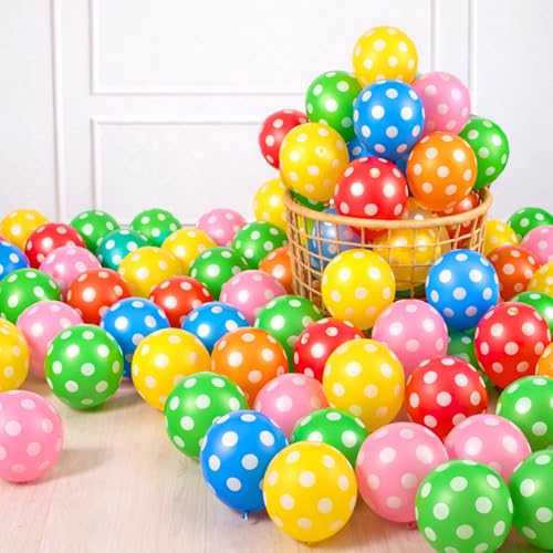 Image of 30 Pcs Polka Dots Balloons for Birthday Decoration Items Anniversary Baby Shower Girls Year With Multicolor Latex Transparent Metallic Balloon Happy Birthday Decoration Set Kit Combo