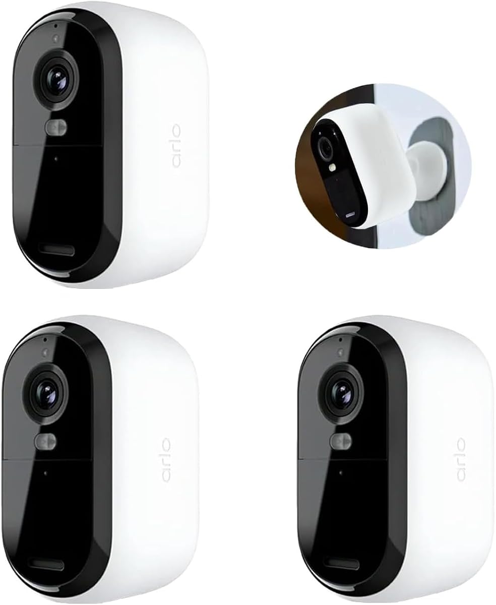Cámara Essential Spotlight, cámara de seguridad inalámbrica, cámara exterior HD (2.ª generación), vídeo 1080p, visión nocturna en color, directo a WiFi, no necesita concentrador, cámara de vigilancia, blanco (cámara Arlo_paquete de 3)
