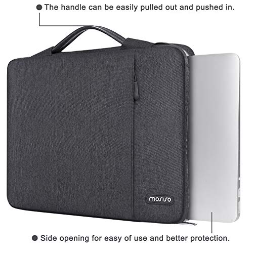Mosiso 360 Protective Laptop Sleeve Compatible With Macbook Air/Pro, 13-13.3 Inch Notebook, Compatible With Macbook Pro 14 Inch 2023-2021 A2779 M2 A2442 M1, Vertical Bag With Handle&Pocket, Space Gray #TOP2