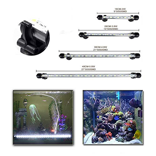 docean Acuario iluminación 15 LED Lámpara weißlicht Lighting 28 cm  Lámpara para depósito de pescado con enchufe UE y SMD 5050 Luz Resistente Al Agua [Clase energética A + +]