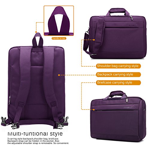 CoolBELL 15.6 Inches Convertible Laptop Messenger Bag Oxford Cloth Shoulder Bag Backpack Multi-Functional Briefcase for Laptop/MacBook/Tablet Women (Purple)