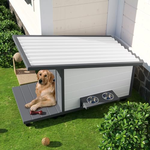 TERRUPEX Outdoor Dog House with 4 Lockable Swivel Wheels –