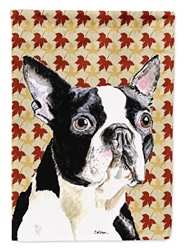 Boston Terrier Fall Leaves Portrait Flag grand drapeau maison - 2