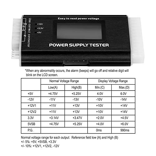 Kingwin Digital Power Supply Tester with LCD Screen – Compatible with ATX, ITX, IDE, HDD, SATA, and BTX, Easy-to-Use Diagnostic Tool for PC Power Supply Testing (Aluminum) - Thumbnail 4