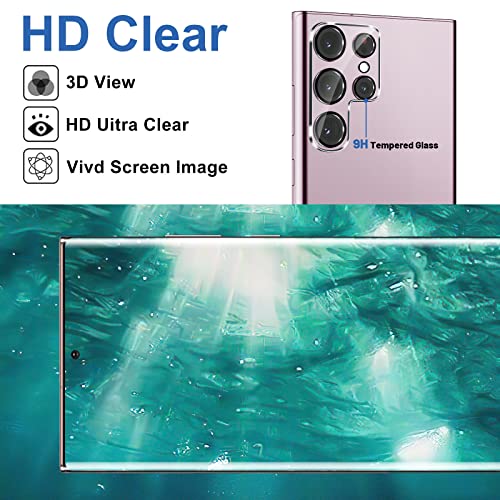 Image of [2+2 Pack] Galaxy S22 Ultra Screen Protector, 9H Tempered Glass, Ultrasonic Fingerprint Support, 3D Curved, HD Clear Scratch Resistant for Samsung Galaxy S22 Ultra 5G Glass Screen Protector