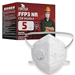 VENTUX SAFETY EQUIPMENT FFP3 con Valvola - 5 Pezzi - Mascherina FFP3 con Valvola Certificata EN 149 con Lacci Nucali - Mascherine Per Polveri e Particelle