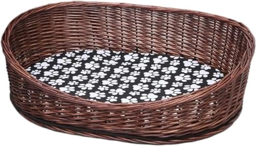 Xiraivke 犬用 ペットベッド ラタン 犬かごネスト 柳藤編み キャットベッド ねこ 小型犬 いぬ 犬用ベッド 藤編み 洗える オールシーズン 洗濯簡単 通気性 夏用 ござ付き クッション付き 小中大型犬用 手編み ドッグハウス