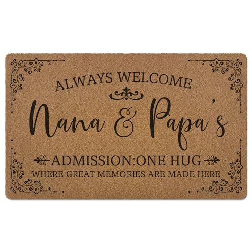 XLDLIOO Nana and Papa Gifts Door Mat Doormat Funny Nana and Papa Welcome Front Door Mat Indoor Outdoor Entrance Gifts for Grandparents Artificial Coir Doormats Rugs for Porch Entryway Decor 30x17in