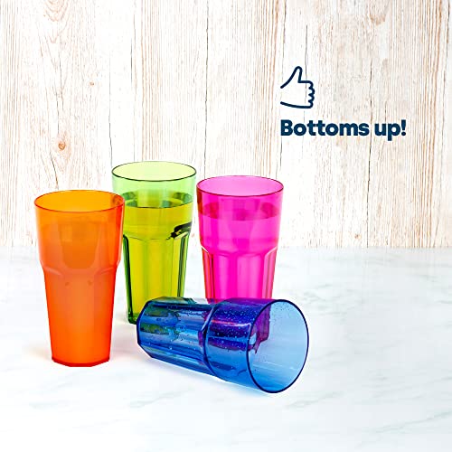 LIVIVO Set of 4 Plastic Tumblers, 600ml Plastic Cups Reusable, Stackable Design, BPA Free, Unbreakable Plastic Glasses - Image 2