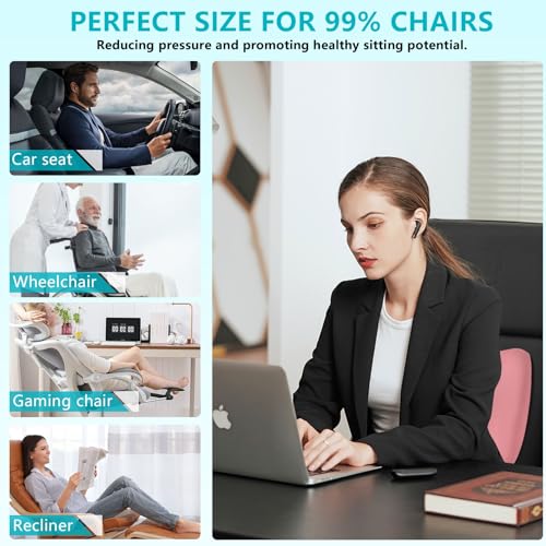 Image of FLORICH Car Seat Cushion and Back Support for Office Chair Memory Foam Chair Cushions Pressure Relief Seat Pads with Gel Massage Point Lumbar Support Relief Sciatica & Tailbone (Light Pink)