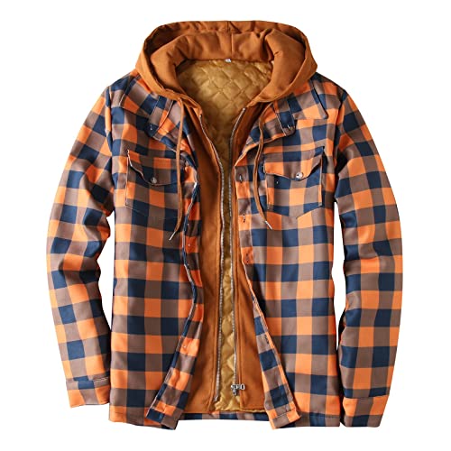 LAOSU Sudadera con capucha color impresión de gran tamaño manga larga color impresión de gran tamaño moda capa cuadros chaqueta caqui chaqueta lluvia suéter con capucha hombre, Naranja #3, L Cover