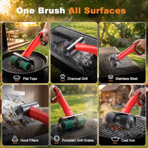 NeatLt Electric Grill Brush for Outdoor Grill, Cordless BBQ Grill Cleaner with Dual Rotating Heads, 450 RPM Motorized Grill Cleaning Brush with Forward & Reverse, 6-Piece Replaceable Brush Set - image 8