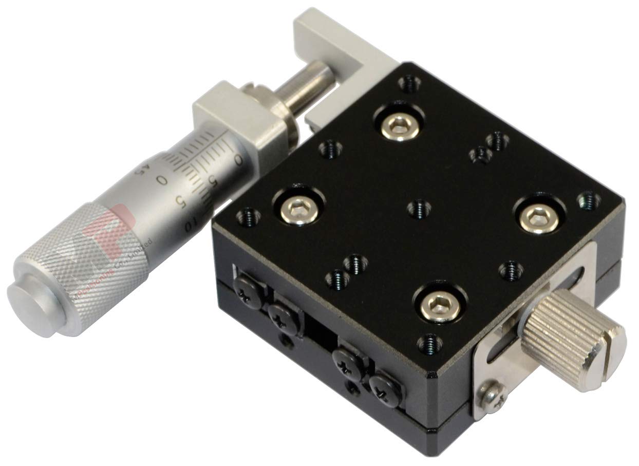 Precision Linear Stage, MPositioning T40X-13L Manual Linear Translation Stage 40 x 40 mm Platform Size 13 mm Travel Micrometer in Left