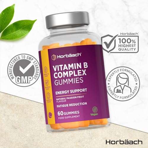 Vitamin B Complex Gummies | 60 Count - Tablet Alternative | High Strength Supplement with Vitamin B12, B6, B12, B2, B3, B5, Biotin, Folic Acid, Zinc and Iodine | Natural Tropical Flavour | by Horbaach - Image 5