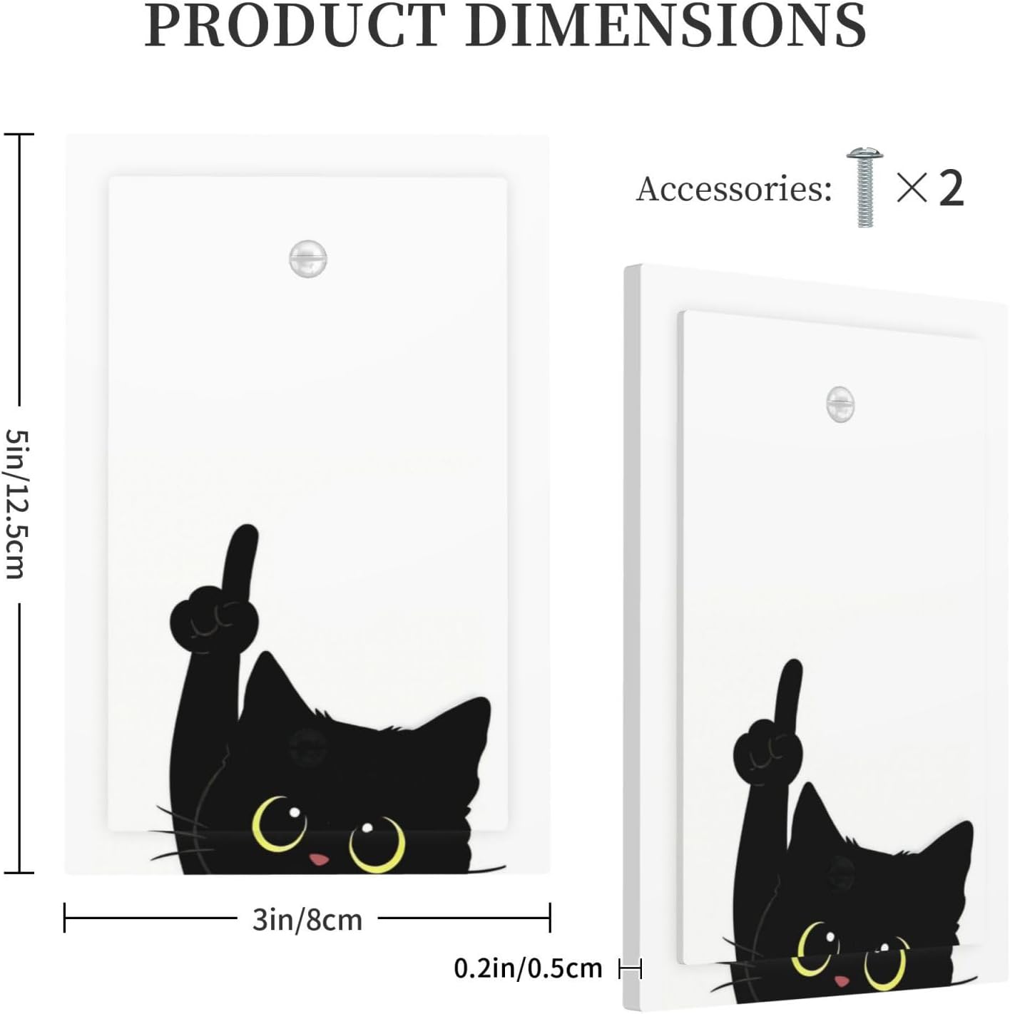Decorative Light Switch Cover Plate Funny Cute Black Cat 1 Gang No Device Single Blank Outlet Covers Wall Plate Switchplate Covers Dimmer Faceplate for Bathroom Decor image 5
