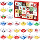 Sumind 24 Days Advent Calendar Maze Puzzle Box Christmas Countdown Gift Balance Iq Maze 3D Brain Teaser Ball Ideal Prizes Gifts Puzzles Party Favor for Mind Challenge Gifts