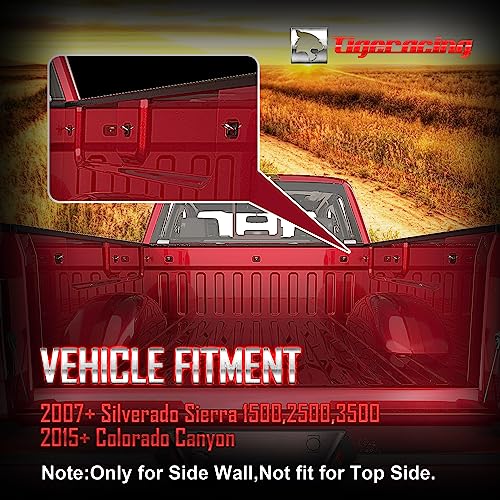 Tigeracing 23146899 Tie Down Anchors Retractable Truck Bed Side Wall (Not Fit Top Rail) D Ring - All Metal 3000 Lbs Capacity (4 Pieces) #TOP1