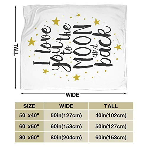 Janrely Love Soft Flannel Fleece Throw Blanket,I Love You To The Moon And Back,Home Decor Micro Warm Blanket For Couch Bed,40" X 50",White Gold #TOP2