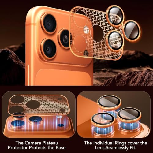 Image of Premium Camera Lens Protector Compatible with iPhone 17 Pro Max | 9H Tempered Glass Individual Ring Cover Alloy Frame Matrix Guard(Pack-1)