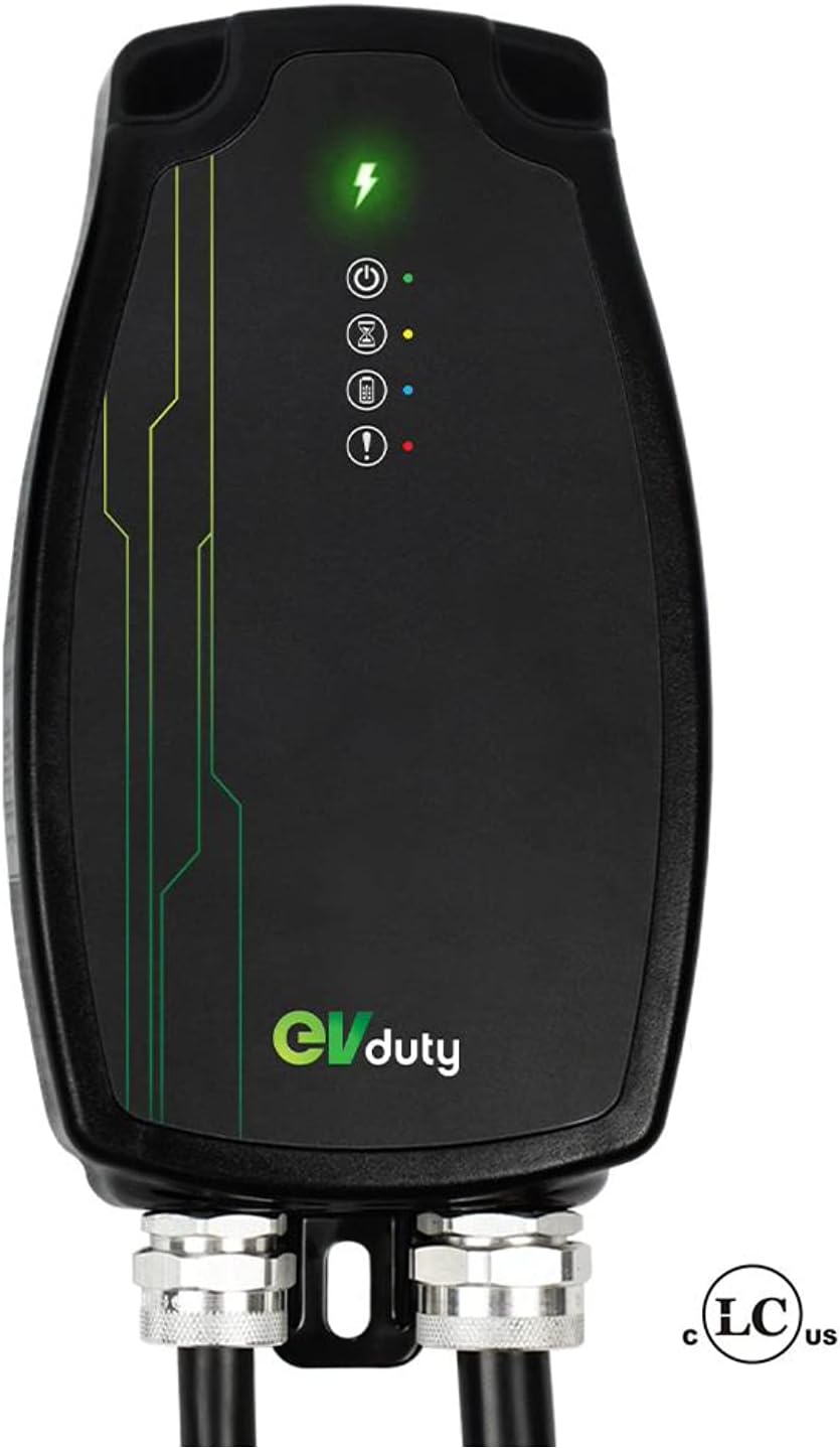EVduty 30A Level 2 electric vehicle charging station (240V) NEMA 6-50P -Portable EVSE compatible with all plug-in vehicules -Indoor/Outdoor installation - Safety certified - 25' cable+wall mount incl.