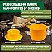 Cheese Mold for Cheese Making Cheese with Follower 1/2 gal Yello and Cotton Cheesecloth - Cheesemaking Supplies - Cheese Form Mold - Cheese Making Basket - Molde Para Queso Casero - Cheese Press