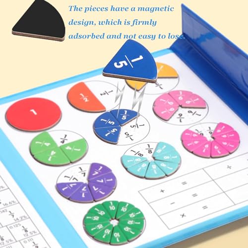 DONGZQAN Brüche Magnetisch, Bruch Puzzle, Magnetische Bruchrechnen Material, Bruchscheiben-Demonstrator, Magnetische Bruchfliesen und Bruchkreise für 3+ Kinder,Mathe Grundschule Material