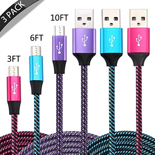 Micro USB Cable,Cell Phone Charger Android Nylon Braided Fast Charging Cord Compatible with Samsung Galaxy S6 S7 J3 J7 LG HTC Sony Motorola Kindle BlackBerry Xbox PS4