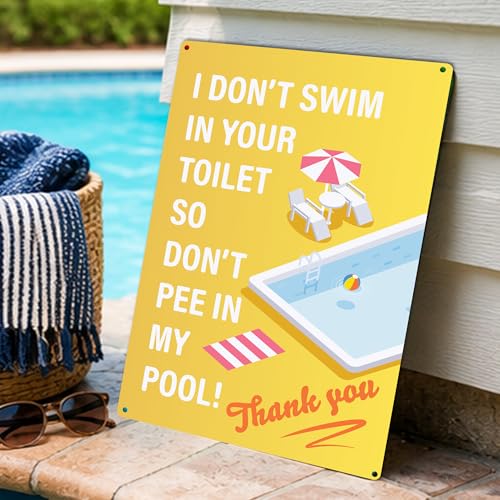 Cartel metálico decorativo para piscina 12x8 pulg miniatura 4