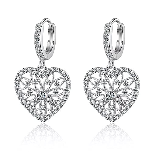 Boucles d'oreilles pendantes coeur cristal pour femmes bijoux tendance