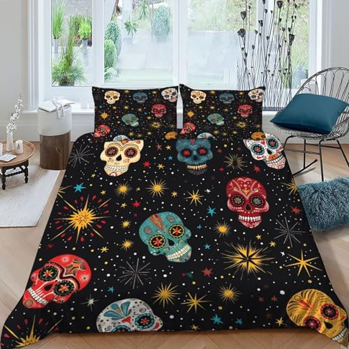 Housse de couette Gothic pour chambre d'ado motif Calavera 3D