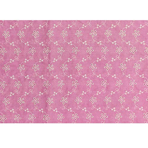 Aicvhin 刺繍 生地 布 棉100% カラー レース生地 エンブロイダリーレース カットクロス レース 手作り大人服・子供服向けレース生地 DIY(pink150cm)