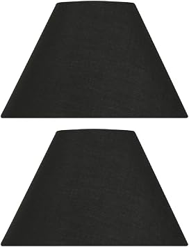 2 Pack - Black 14" Cotton Coolie Fabric Vintage Lampshade with Reversible Gimble & Shade Reducing Ring to Fit All Types of Lampholders - Sold in Pairs