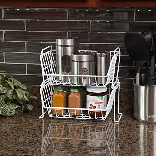Iris Usa Small Modular Wire Stacking Storage Basket, 8"D X 14"W X 6"H, Great Storage For Pantry, Kitchen, Or Closet Organization, Stackable With Interlocking Legs, Multipurpose Home Organizer, White #TOP4