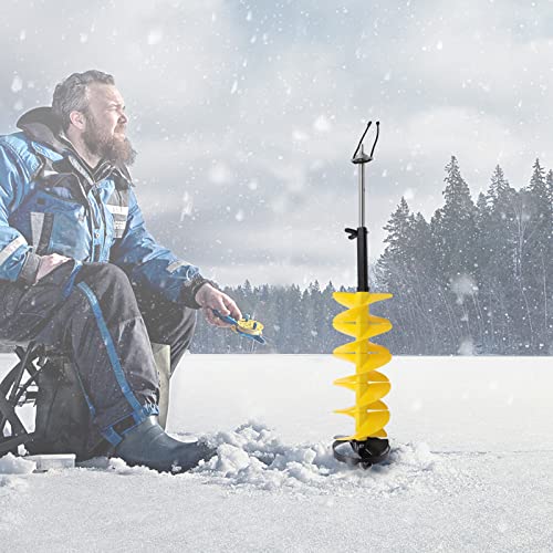 Ice Drill Auger Cordless Nylon Ice Drill Auger 8'' Diameter Nylon Ice Auger Auger with 30/35.5CM Adjustable Extension Rod Universal Bit Adapter Ice Fishing Rod Holder and 1 Set of Blades (30CM)