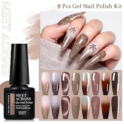 Set 8 esmaltes de uñas gel marrón y otros colores miniatura 4