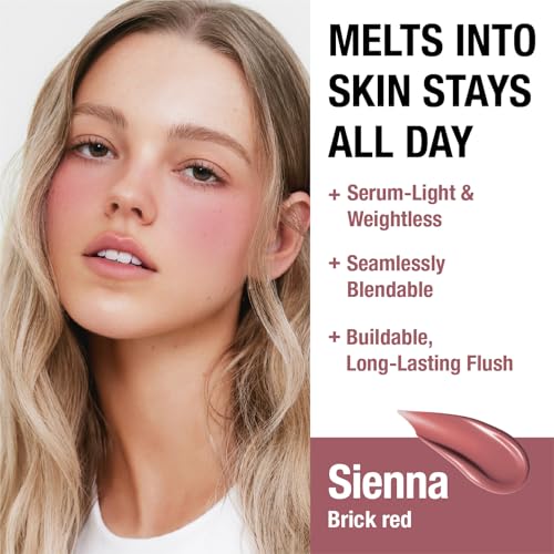 Image of DEAR DAHLIA Petal Drop Liquid Blush (Sienna) - US Exclusive Color, Natural Dewy Glow Serum Blush, Buildable & Blendable, Sheer Watercolor Finish, Vegan Korean Makeup for Cheeks, 0.14 oz